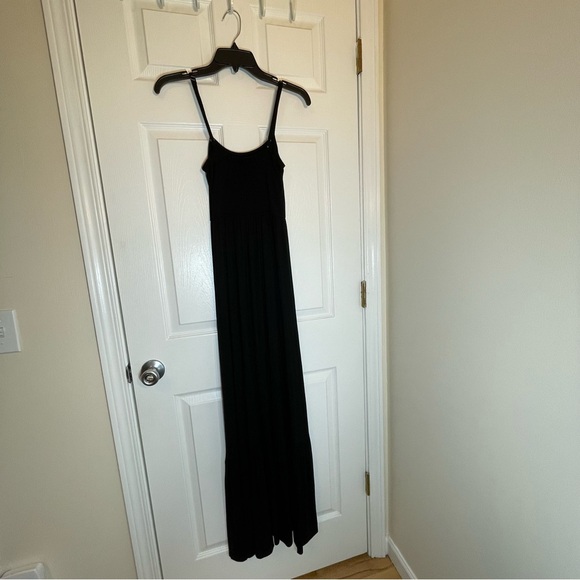 Roan + Ryan Maxi Dress Women's XS Black Square Neck Spaghetti Strap Smocked - Picture 9 of 12